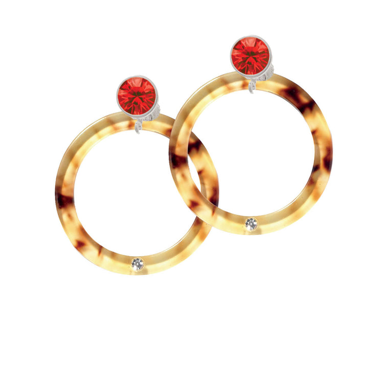 Acrylic 1 1/2" Ring with 4mm Crystal Mixed Brown and Yellow Crystal Clip On Earrings Image 4