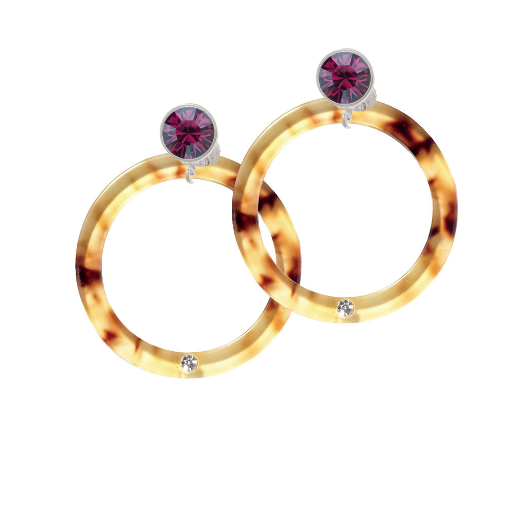 Acrylic 1 1/2" Ring with 4mm Crystal Mixed Brown and Yellow Crystal Clip On Earrings Image 8