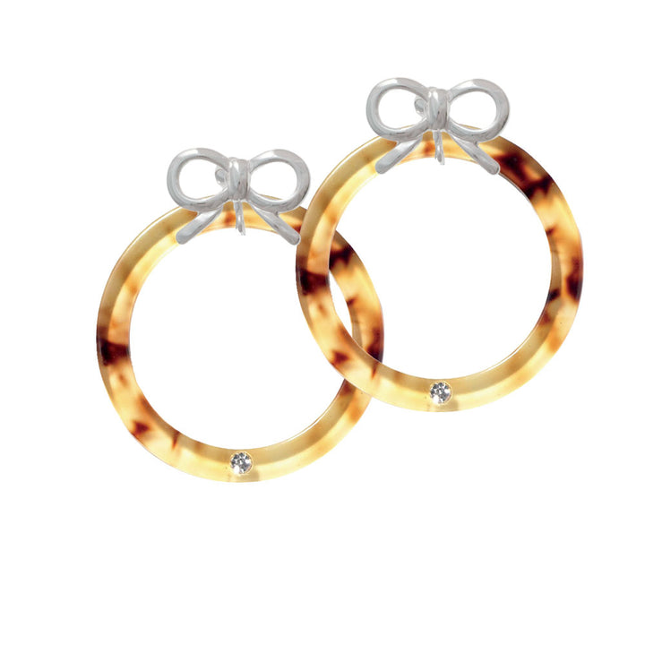 Acrylic 1 1/2" Ring with 4mm Crystal Mixed Brown and Yellow Crystal Clip On Earrings Image 9