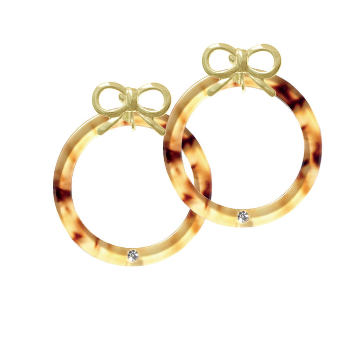 Acrylic 1 1/2" Ring with 4mm Crystal Mixed Brown and Yellow Crystal Clip On Earrings Image 10