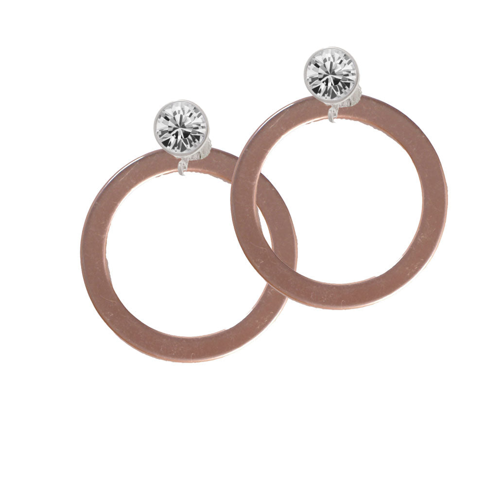 Acrylic 1 1/2" Ring Rose Gold Tone Crystal Clip On Earrings Image 2