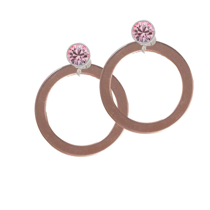 Acrylic 1 1/2" Ring Rose Gold Tone Crystal Clip On Earrings Image 4