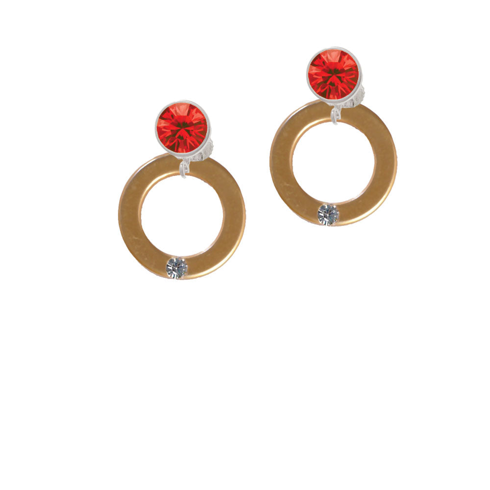 Acrylic 7/8" Ring with 4mm Crystal Gold Tone Crystal Clip On Earrings Image 4