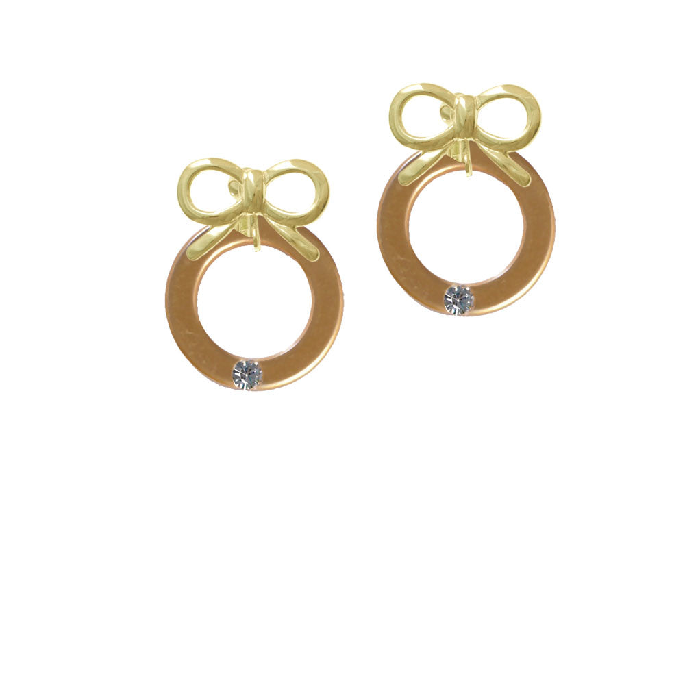 Acrylic 7/8" Ring with 4mm Crystal Gold Tone Crystal Clip On Earrings Image 10