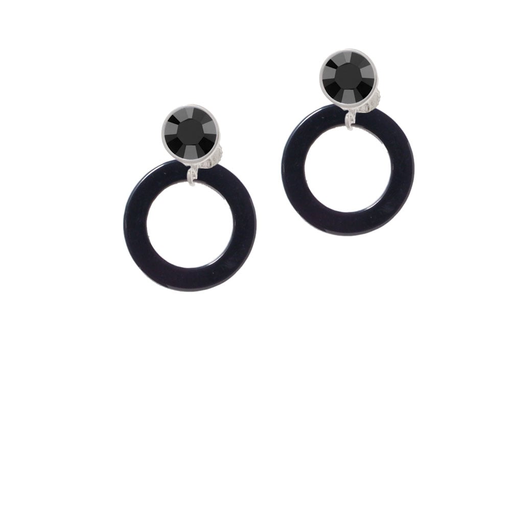 Acrylic 7/8" Ring Black Crystal Clip On Earrings Image 3