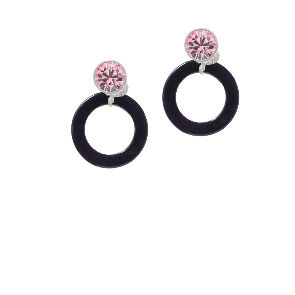 Acrylic 7/8" Ring Black Crystal Clip On Earrings Image 4