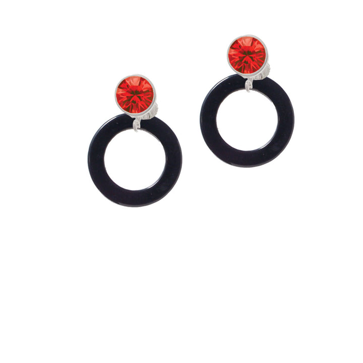 Acrylic 7/8" Ring Black Crystal Clip On Earrings Image 4