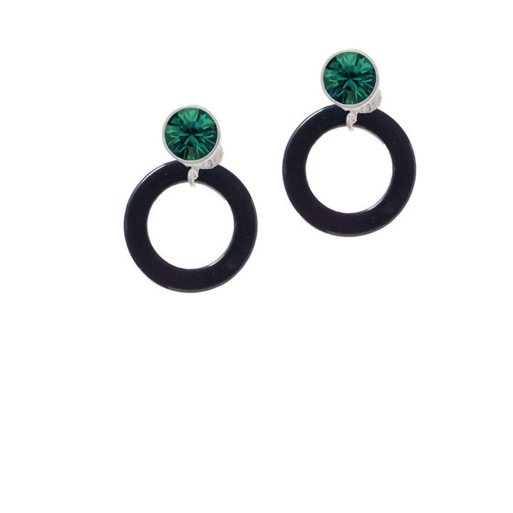 Acrylic 7/8" Ring Black Crystal Clip On Earrings Image 6