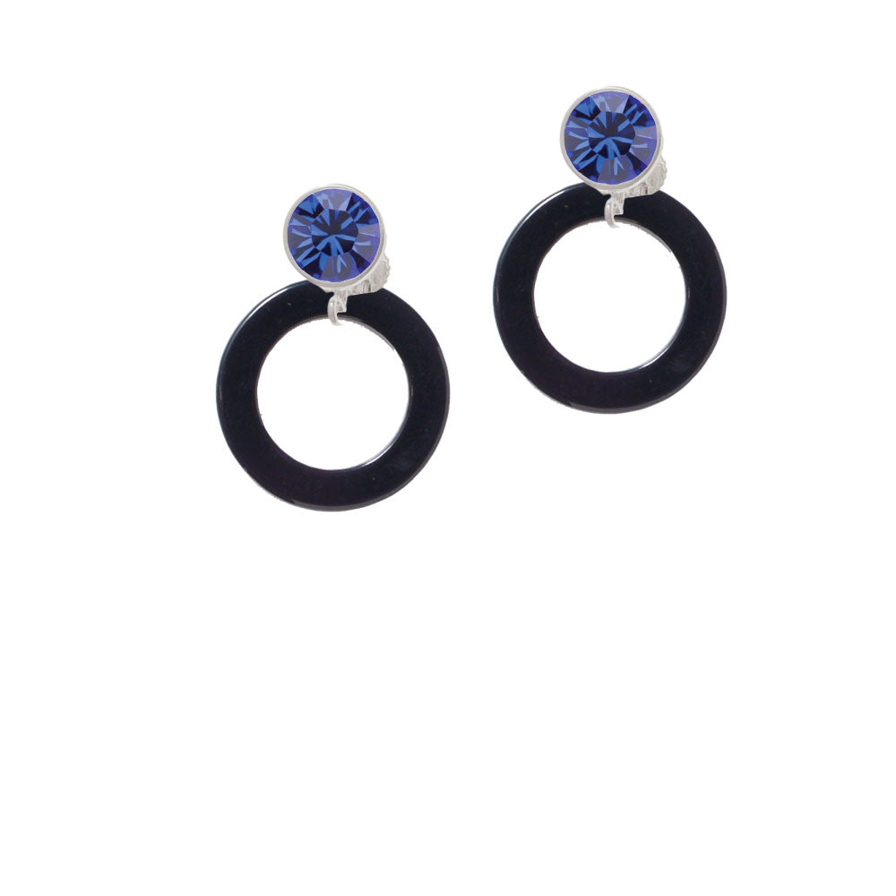 Acrylic 7/8" Ring Black Crystal Clip On Earrings Image 7