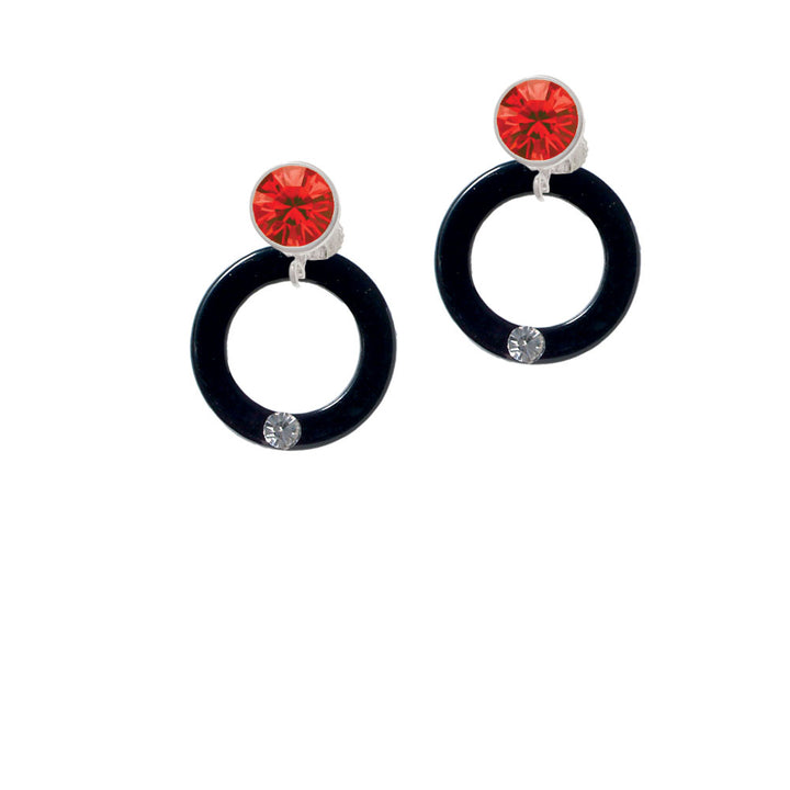 Acrylic 7/8" Ring with 4mm Crystal Black Crystal Clip On Earrings Image 4