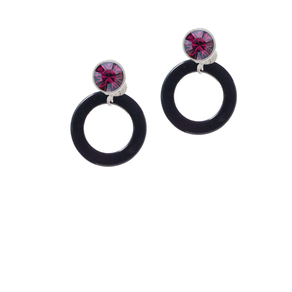 Acrylic 7/8" Ring Black Crystal Clip On Earrings Image 8