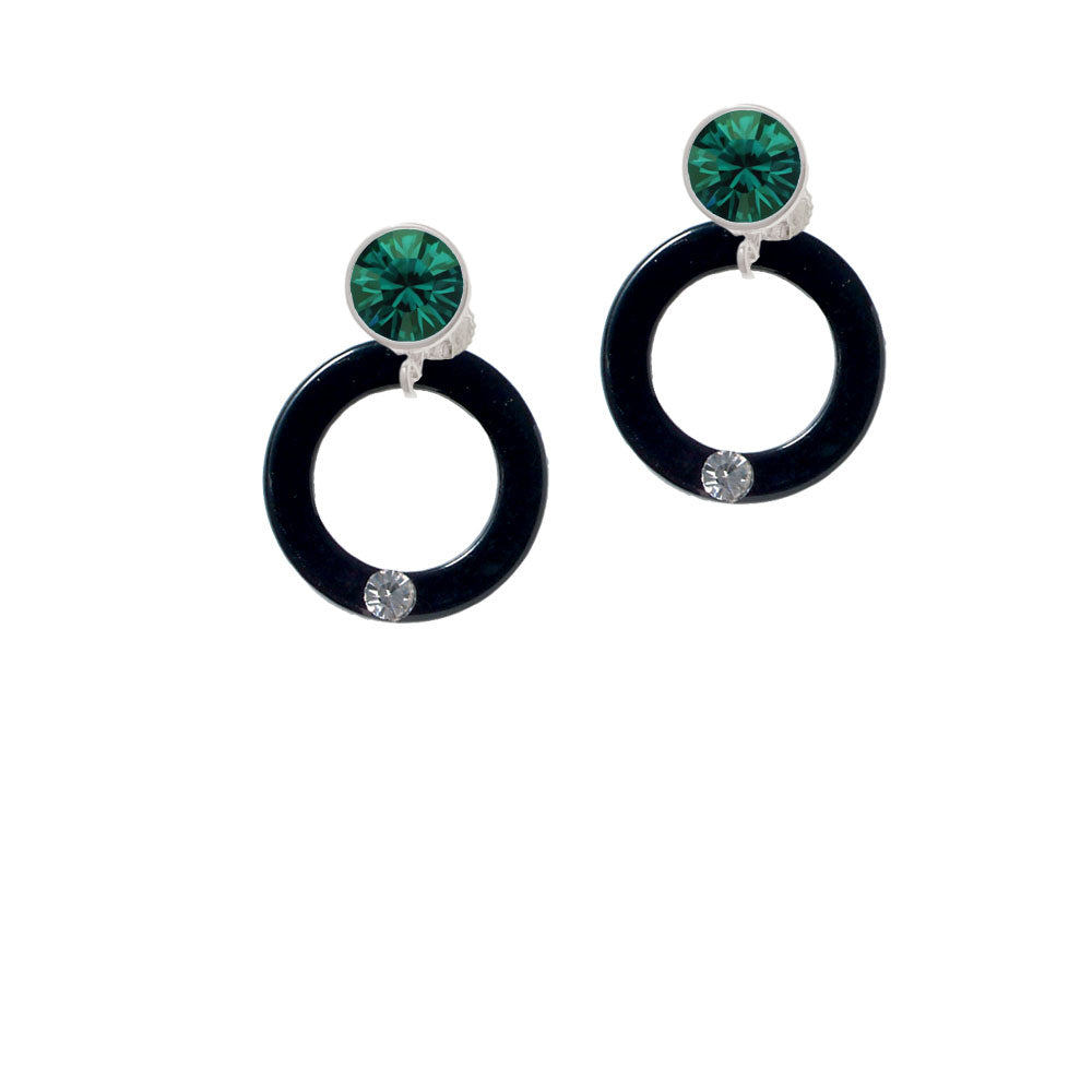 Acrylic 7/8" Ring with 4mm Crystal Black Crystal Clip On Earrings Image 6