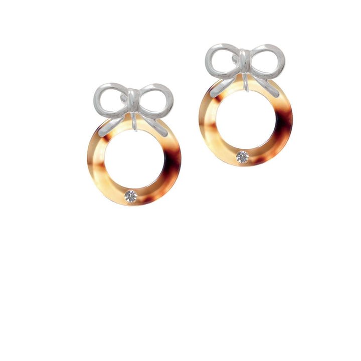 Acrylic 7/8" Ring with 4mm Crystal Mixed Brown and Yellow Crystal Clip On Earrings Image 9