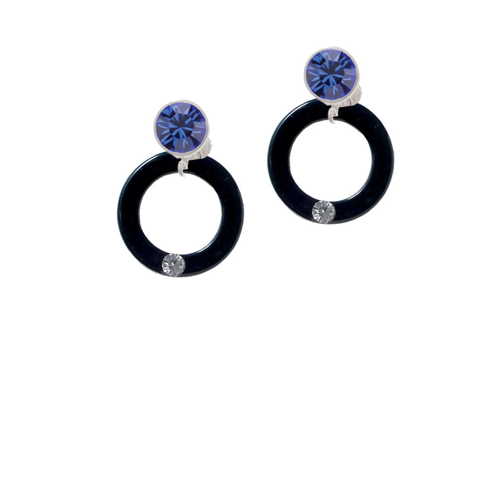 Acrylic 7/8" Ring with 4mm Crystal Black Crystal Clip On Earrings Image 7