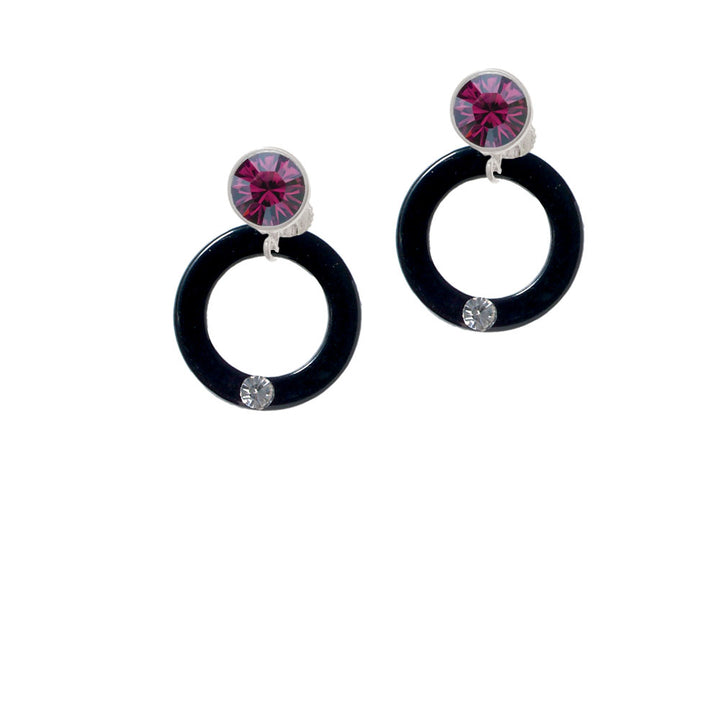 Acrylic 7/8" Ring with 4mm Crystal Black Crystal Clip On Earrings Image 8