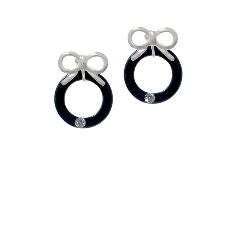 Acrylic 7/8" Ring with 4mm Crystal Black Crystal Clip On Earrings Image 9