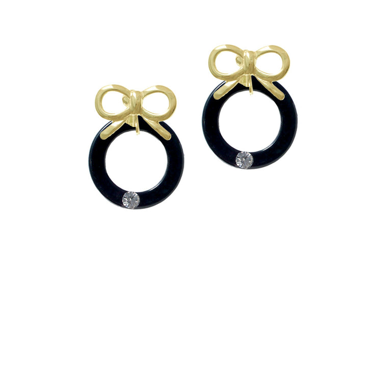 Acrylic 7/8" Ring with 4mm Crystal Black Crystal Clip On Earrings Image 10