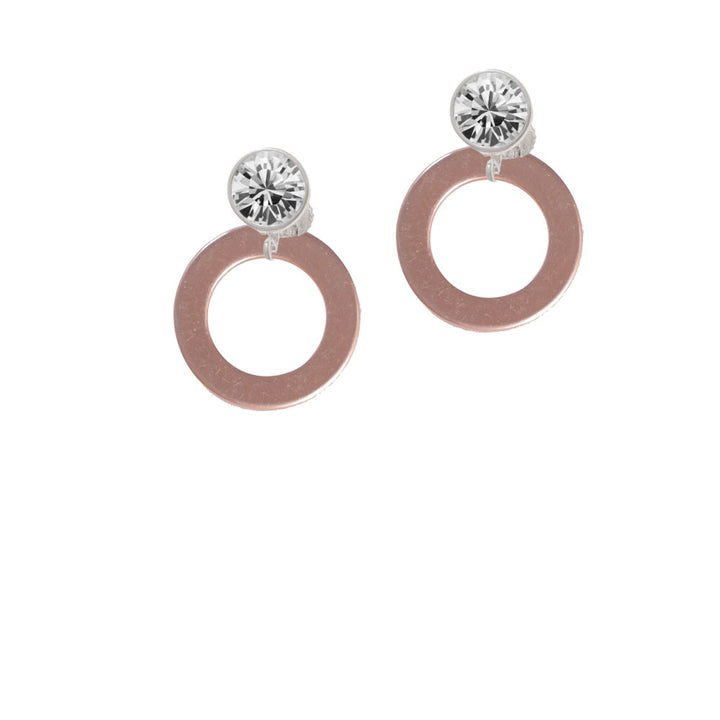 Acrylic 7/8" Ring Rose Gold Tone Crystal Clip On Earrings Image 2