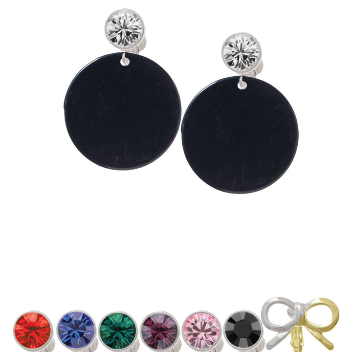 Acrylic 1 1/8" Disc Black Crystal Clip On Earrings Image 1