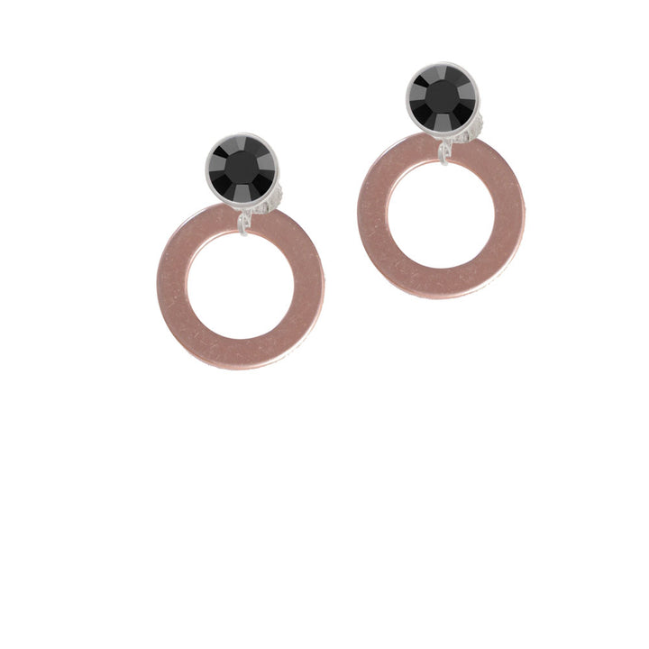 Acrylic 7/8" Ring Rose Gold Tone Crystal Clip On Earrings Image 3