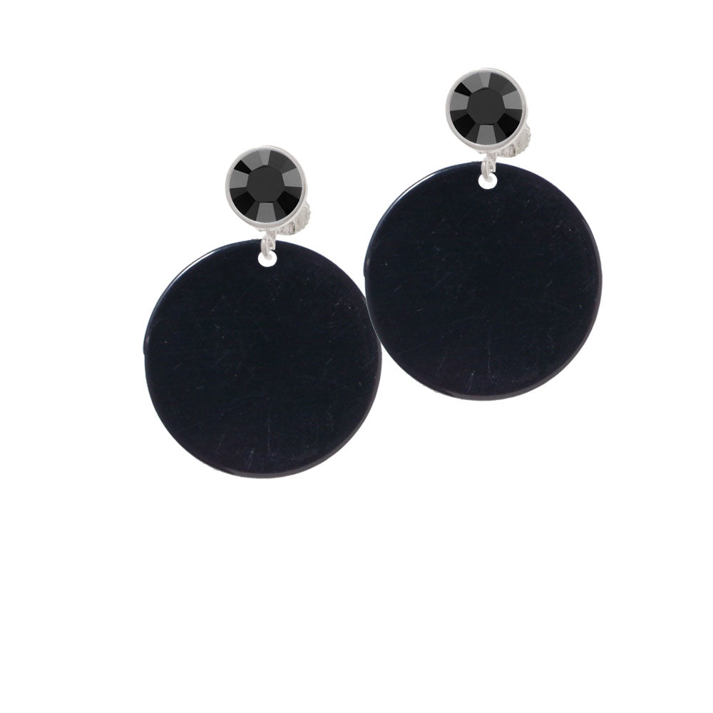 Acrylic 1 1/8" Disc Black Crystal Clip On Earrings Image 3