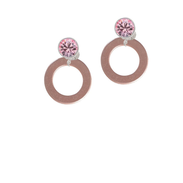 Acrylic 7/8" Ring Rose Gold Tone Crystal Clip On Earrings Image 1