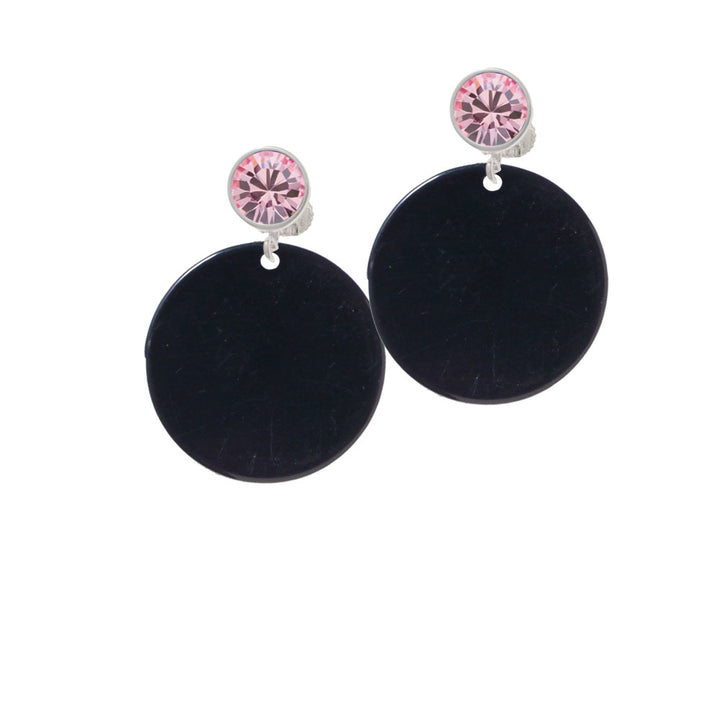 Acrylic 1 1/8" Disc Black Crystal Clip On Earrings Image 4