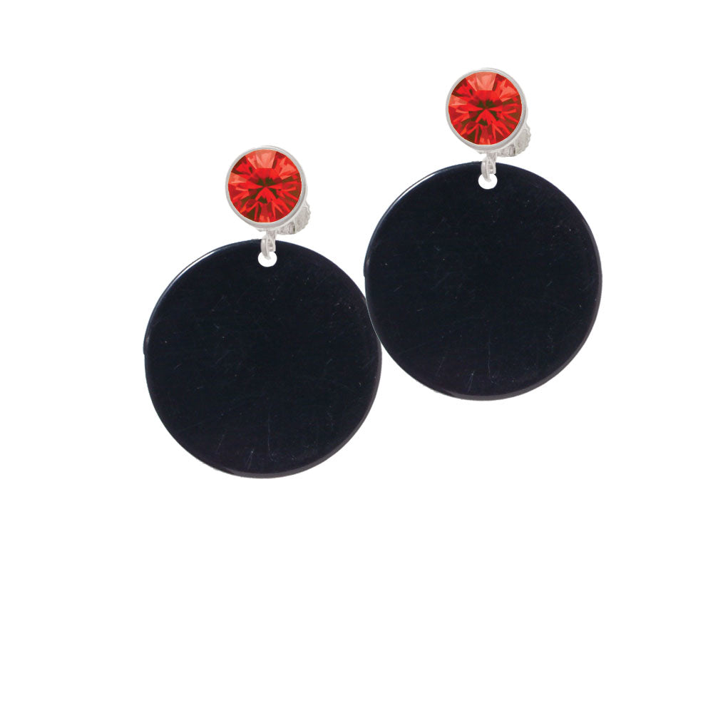 Acrylic 1 1/8" Disc Black Crystal Clip On Earrings Image 4