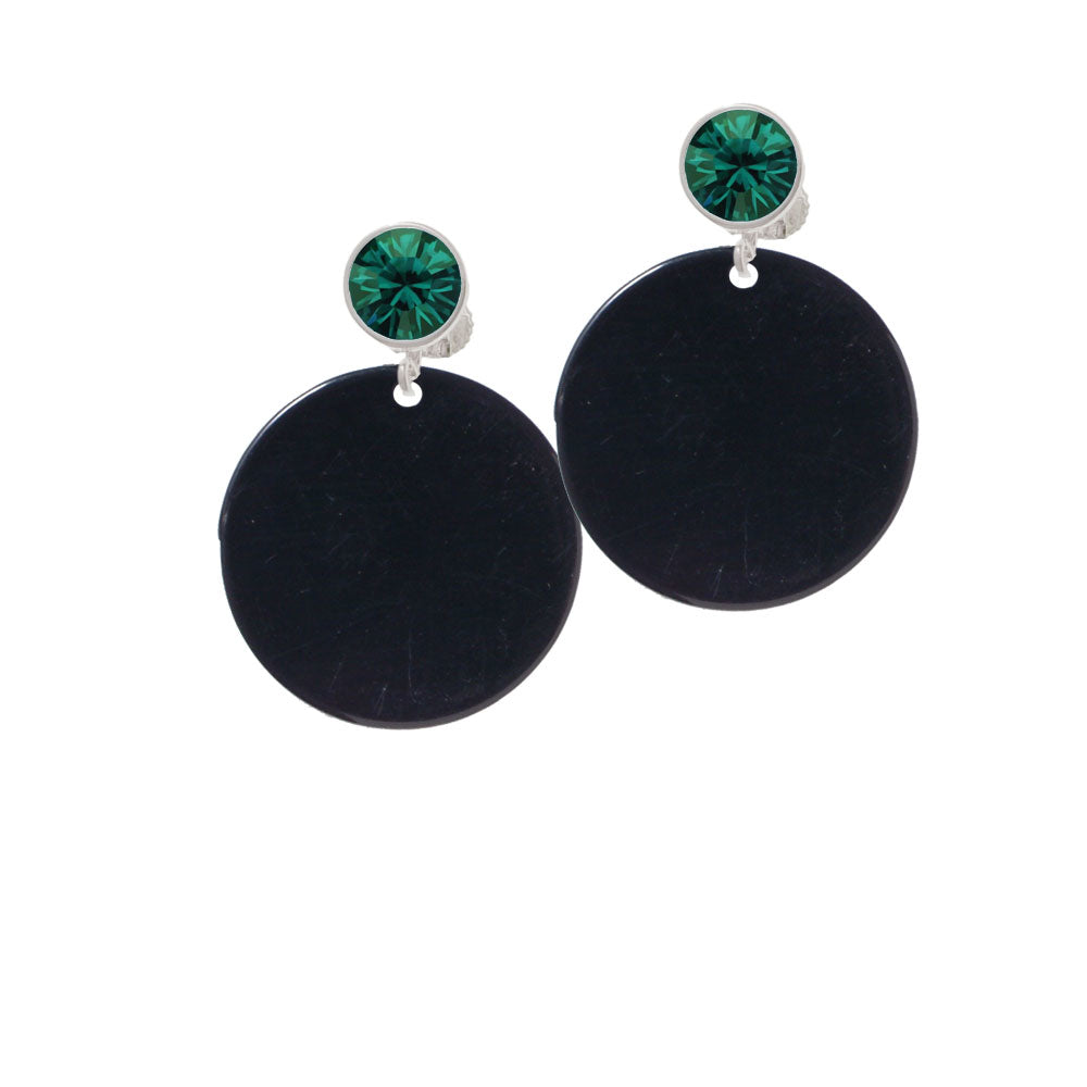 Acrylic 1 1/8" Disc Black Crystal Clip On Earrings Image 6