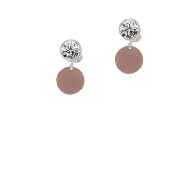 Acrylic 1/2" Disc Rose Gold Tone Crystal Clip On Earrings Image 2