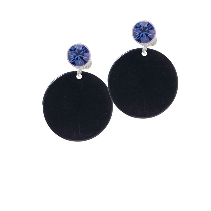 Acrylic 1 1/8" Disc Black Crystal Clip On Earrings Image 7