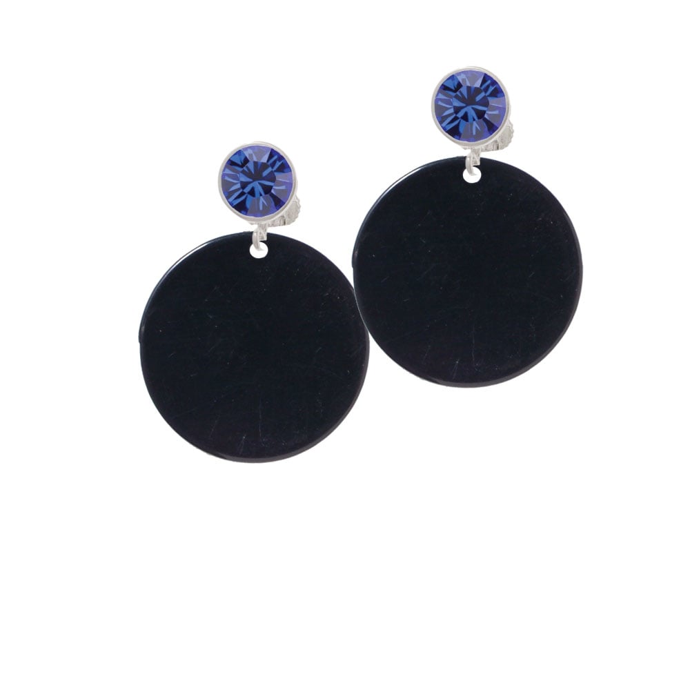 Acrylic 1 1/8" Disc Black Crystal Clip On Earrings Image 1