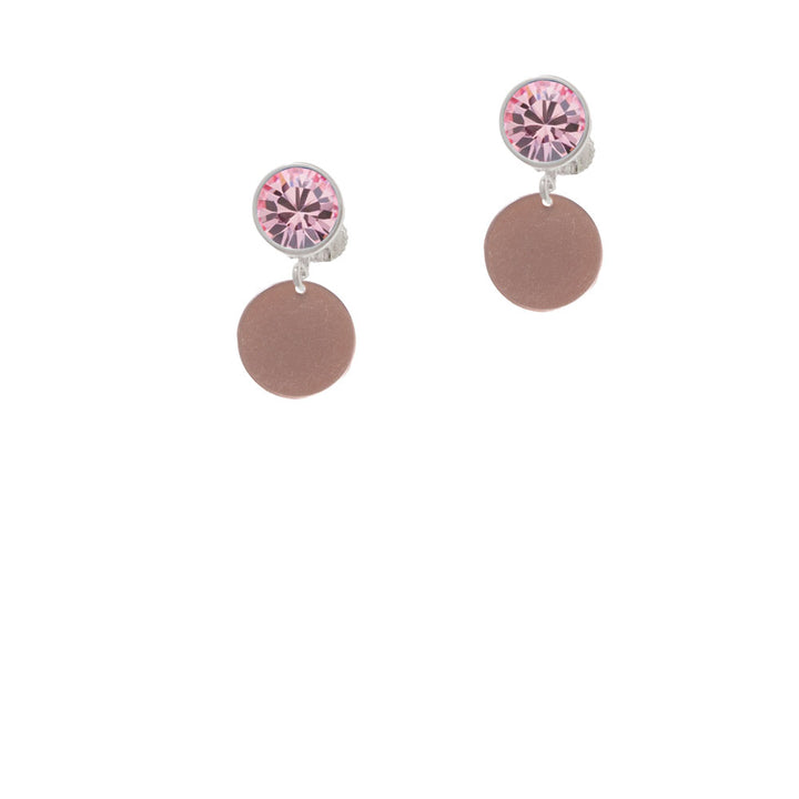 Acrylic 1/2" Disc Rose Gold Tone Crystal Clip On Earrings Image 4