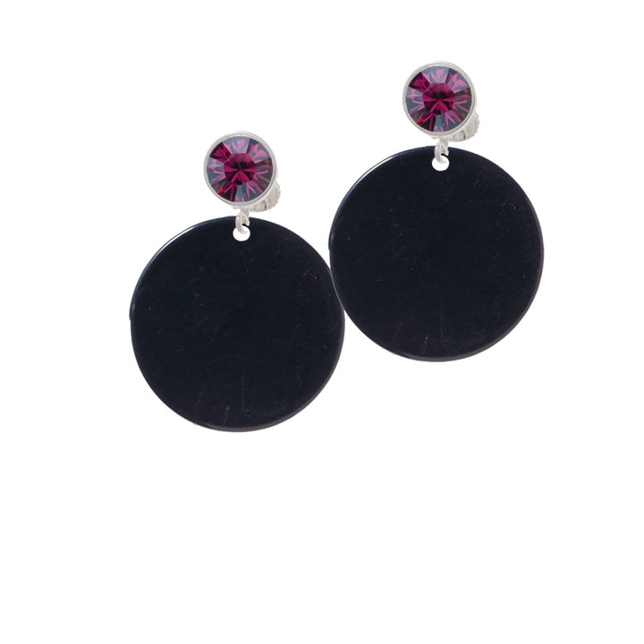 Acrylic 1 1/8" Disc Black Crystal Clip On Earrings Image 8