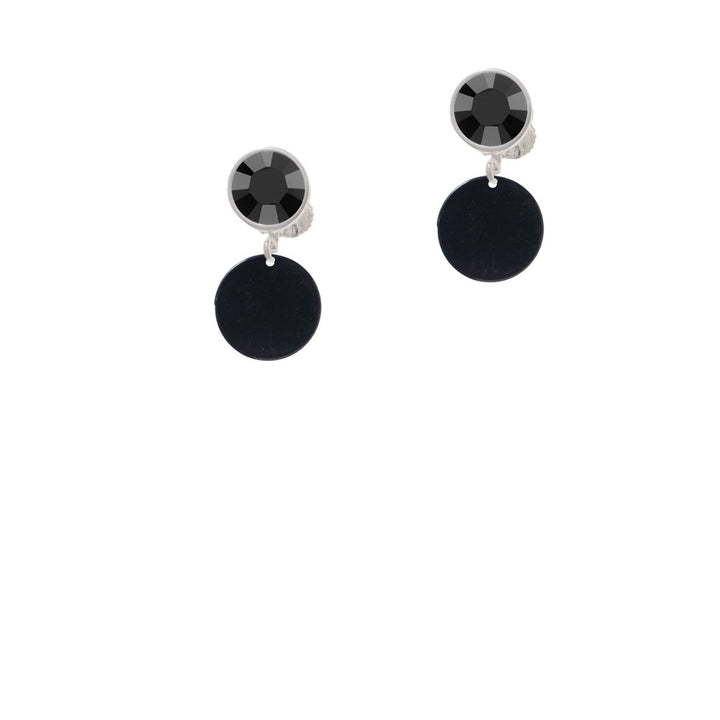 Acrylic 1/2" Disc Black Crystal Clip On Earrings Image 3