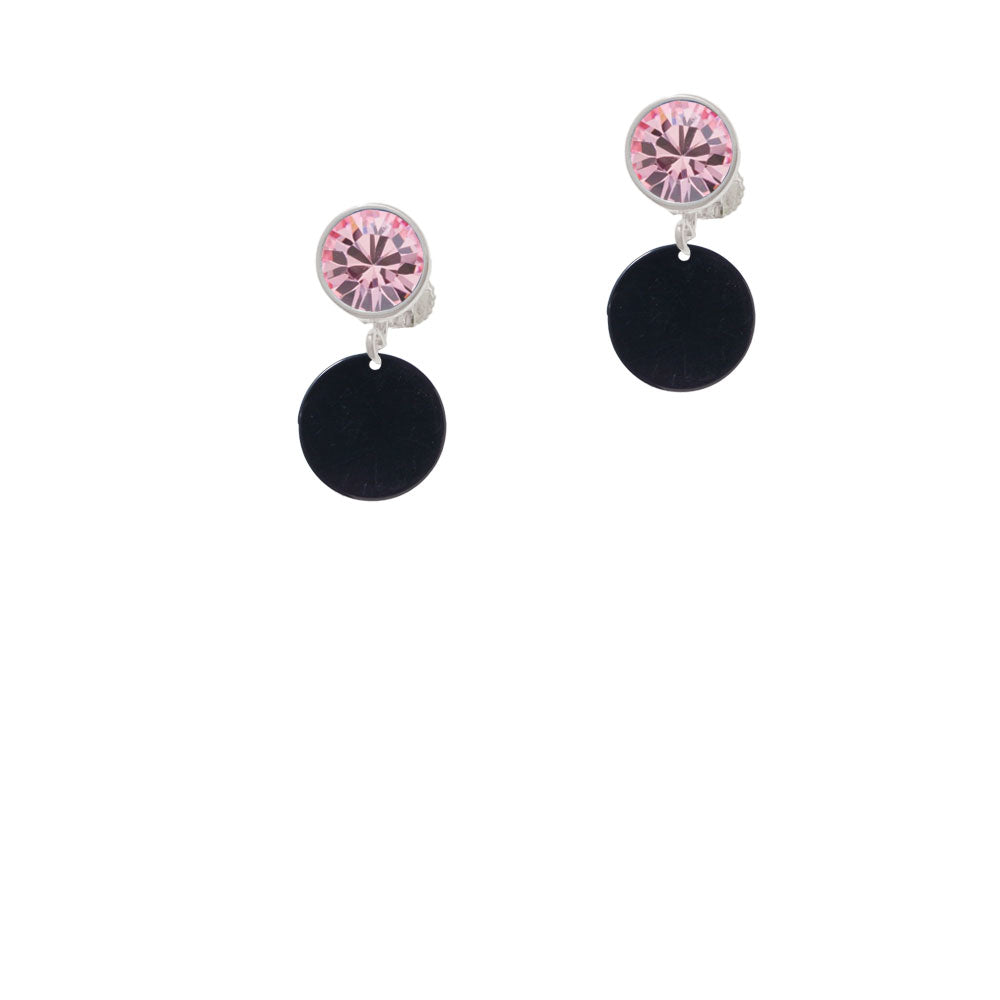 Acrylic 1/2" Disc Black Crystal Clip On Earrings Image 4