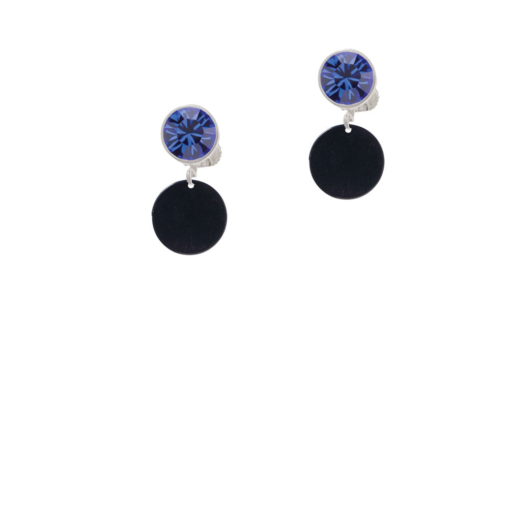 Acrylic 1/2" Disc Black Crystal Clip On Earrings Image 7