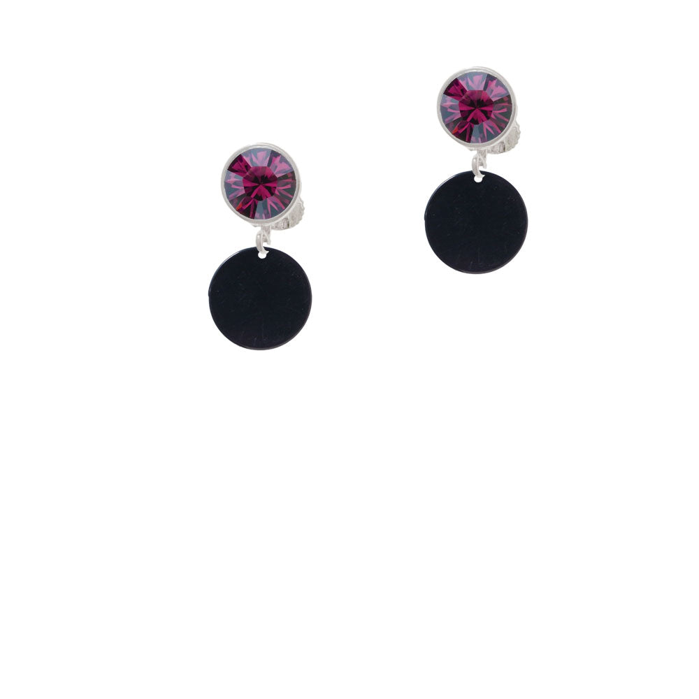 Acrylic 1/2" Disc Black Crystal Clip On Earrings Image 8