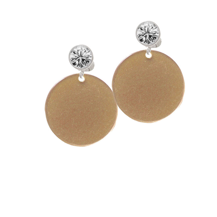 Acrylic 1 1/8" Disc Gold Tone Crystal Clip On Earrings Image 2