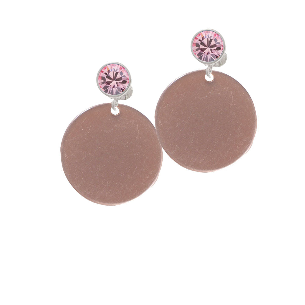 Acrylic 1 1/8" Disc Rose Gold Tone Crystal Clip On Earrings Image 4