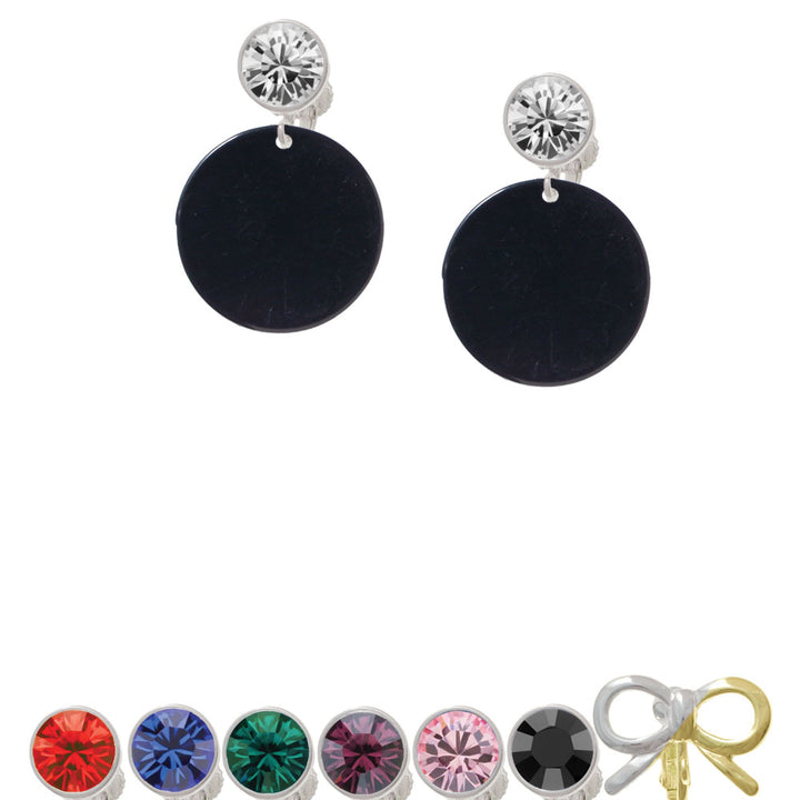 Acrylic 7/8" Disc Black Crystal Clip On Earrings Image 1