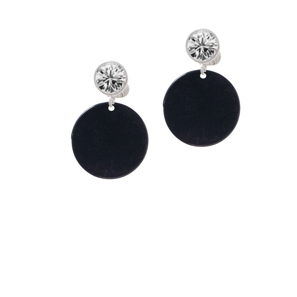 Acrylic 7/8" Disc Black Crystal Clip On Earrings Image 2