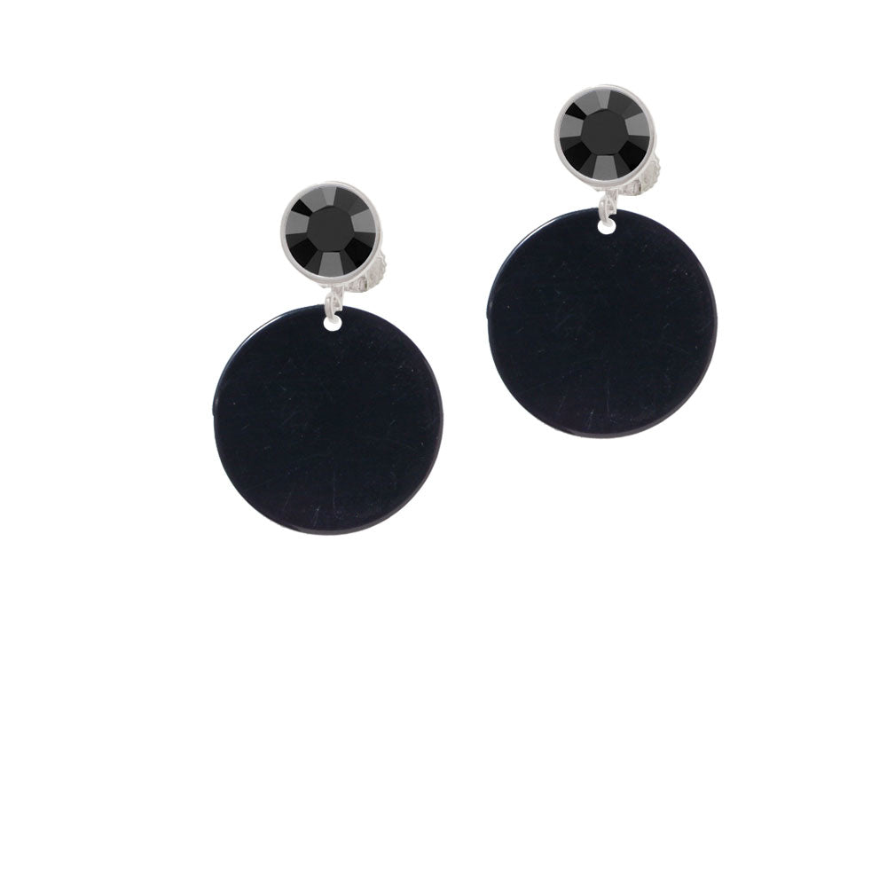 Acrylic 7/8" Disc Black Crystal Clip On Earrings Image 3