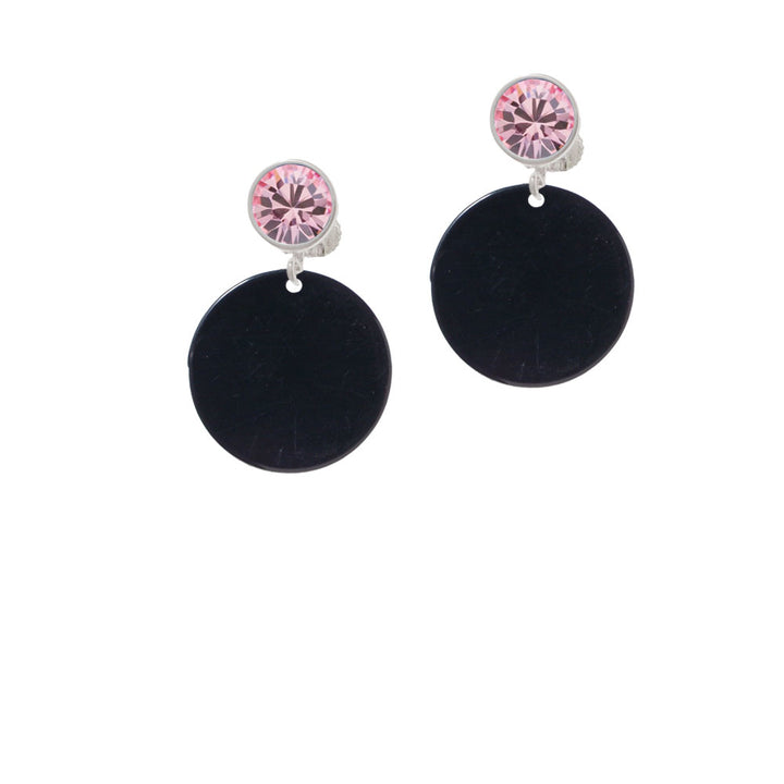 Acrylic 7/8" Disc Black Crystal Clip On Earrings Image 4