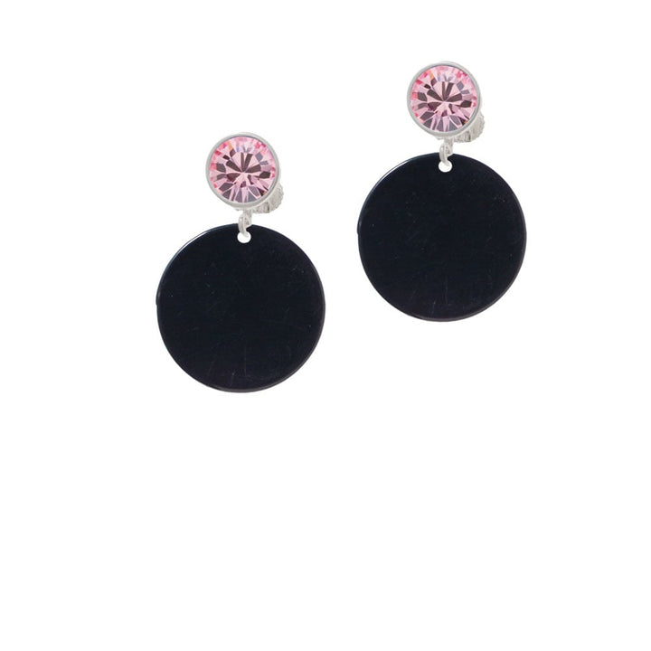 Acrylic 7/8" Disc Black Crystal Clip On Earrings Image 1