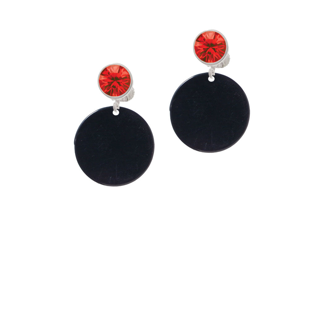 Acrylic 7/8" Disc Black Crystal Clip On Earrings Image 4