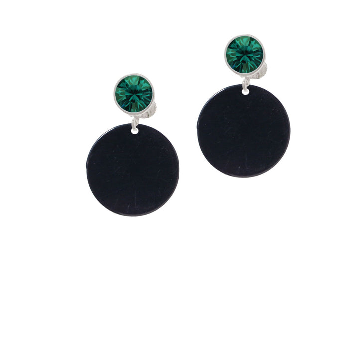 Acrylic 7/8" Disc Black Crystal Clip On Earrings Image 6