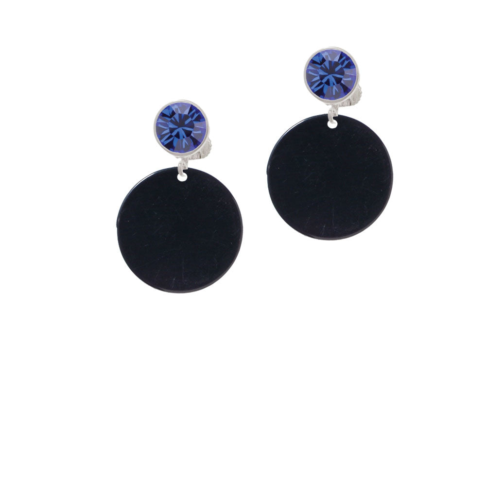 Acrylic 7/8" Disc Black Crystal Clip On Earrings Image 7