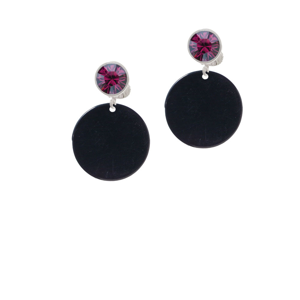 Acrylic 7/8" Disc Black Crystal Clip On Earrings Image 8