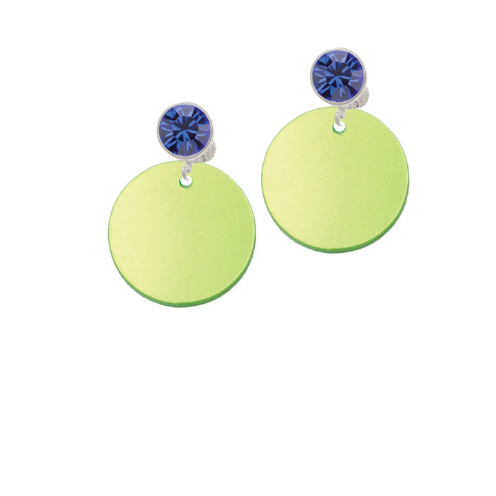 Acrylic 1" Disc Lime Green Imitation Pearl Crystal Clip On Earrings Image 7